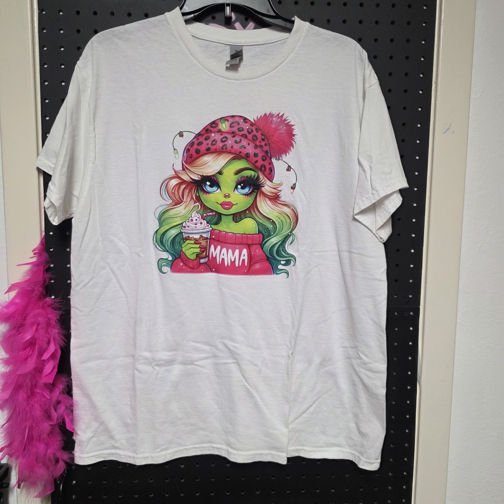 Gildan White and Pink Short Sleeve Tee with Vibrant Graphic